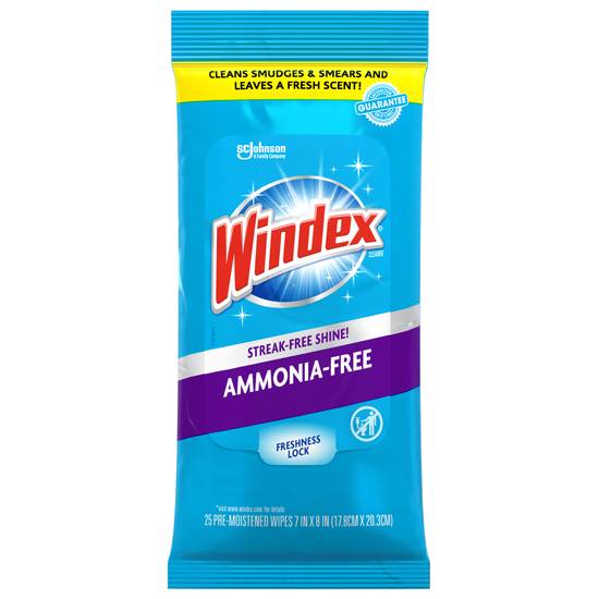 Windex Glass and Surface Ammonia-Free Pre-Moistened Wipes, Crystal Rain Fresh Scent (17.8cm * 20.3cm)
