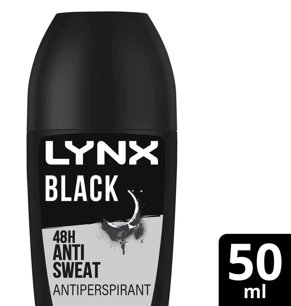 Lynx Men Anti-Perspirant Roll on Deodorant Black Provides 48 Hour Sweat Protection (50mL)