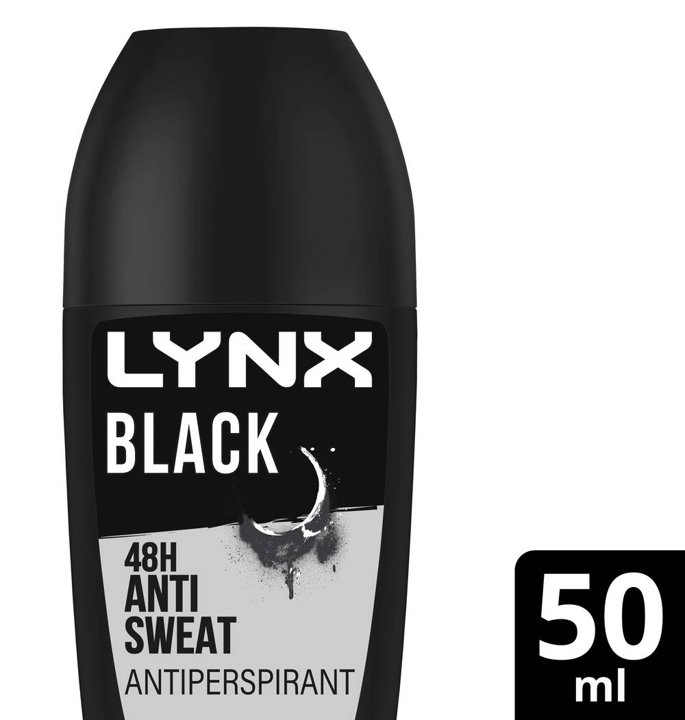 Lynx Men Anti-Perspirant Roll on Deodorant Black Provides 48 Hour Sweat Protection (50mL)