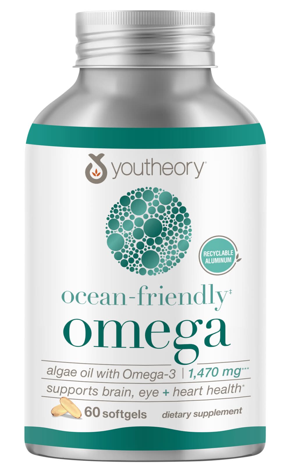 Youtheory Ocean-Friendly Omega-3 Supports Brain- Eye and Heart Health Softgels (60 ct)