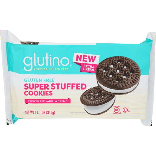 Glutino Chocolate Vanilla Creme Super Stuffed Cookies