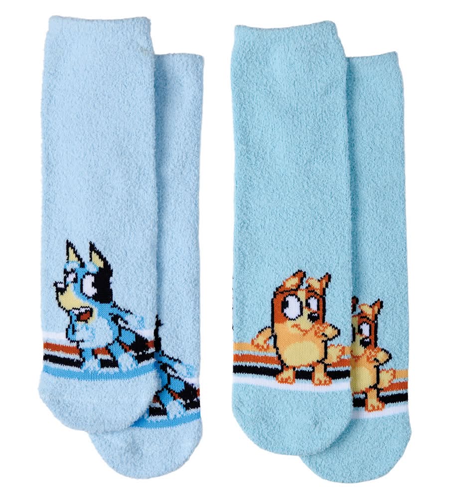 Licensed Childrens 2pk Bluey Slipper Socks, size 7-10