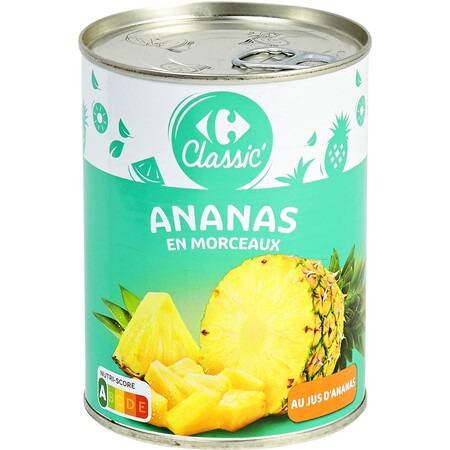 Carrefour Classic' - Ananas en morceaux au jus d'ananas