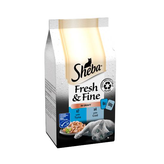 Sheba Fresh & Fine Wet Cat Food in Gravy Pouches (tuna - cod)