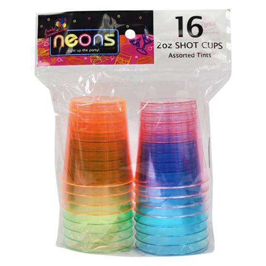 Party Dimensions Neon Colored Plastic 2oz Shot Cups 16ct