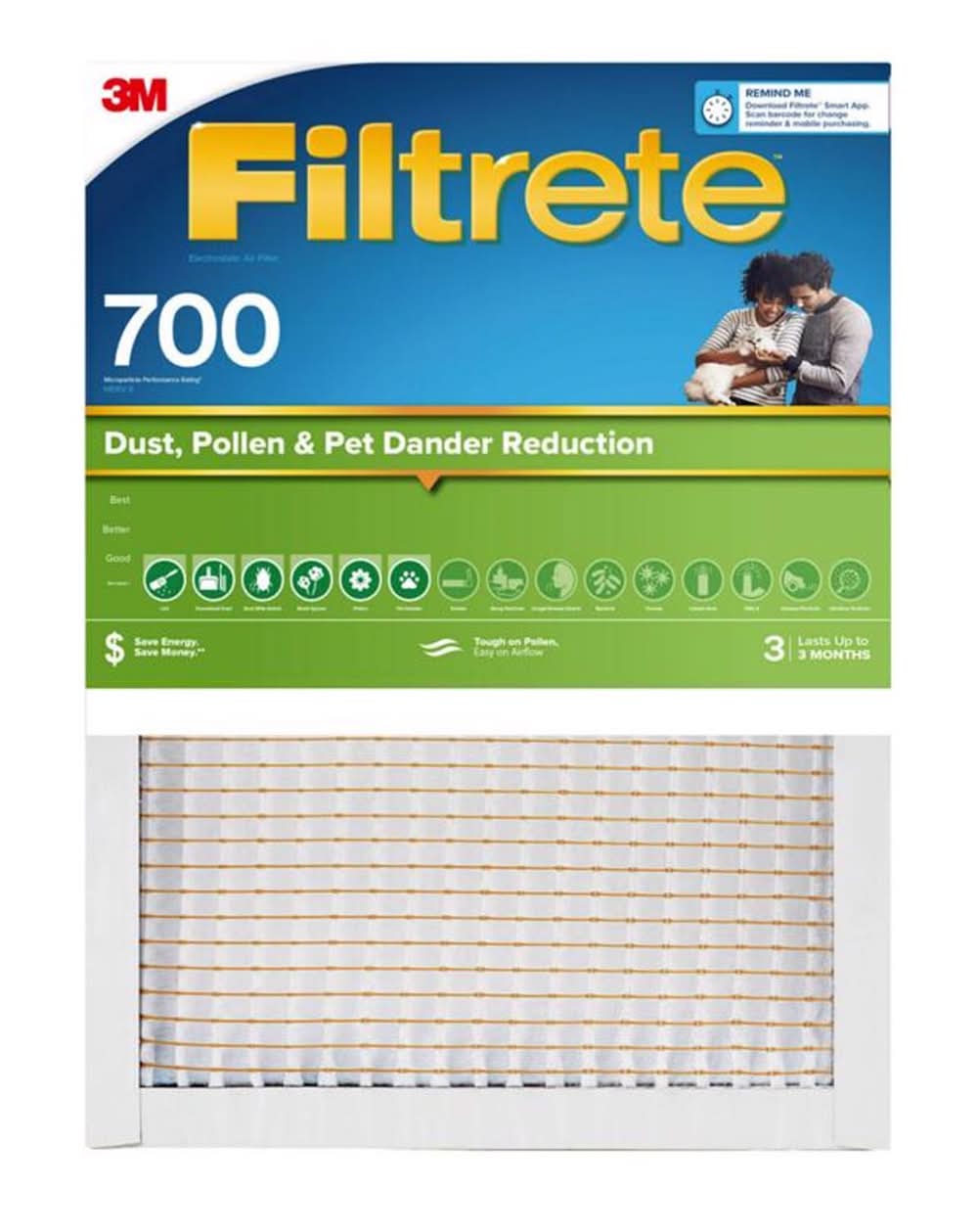 Filtrete 16 In. W X 20 In. H X 1 In. Polypropylene 700 Mpr Pleated Air Filter 1 Pk