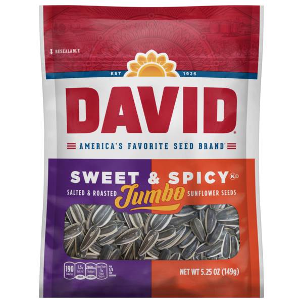 DAVID Roasted & Salted Sweet & Spicy Jumbo Sunflower Seeds 5.25oz