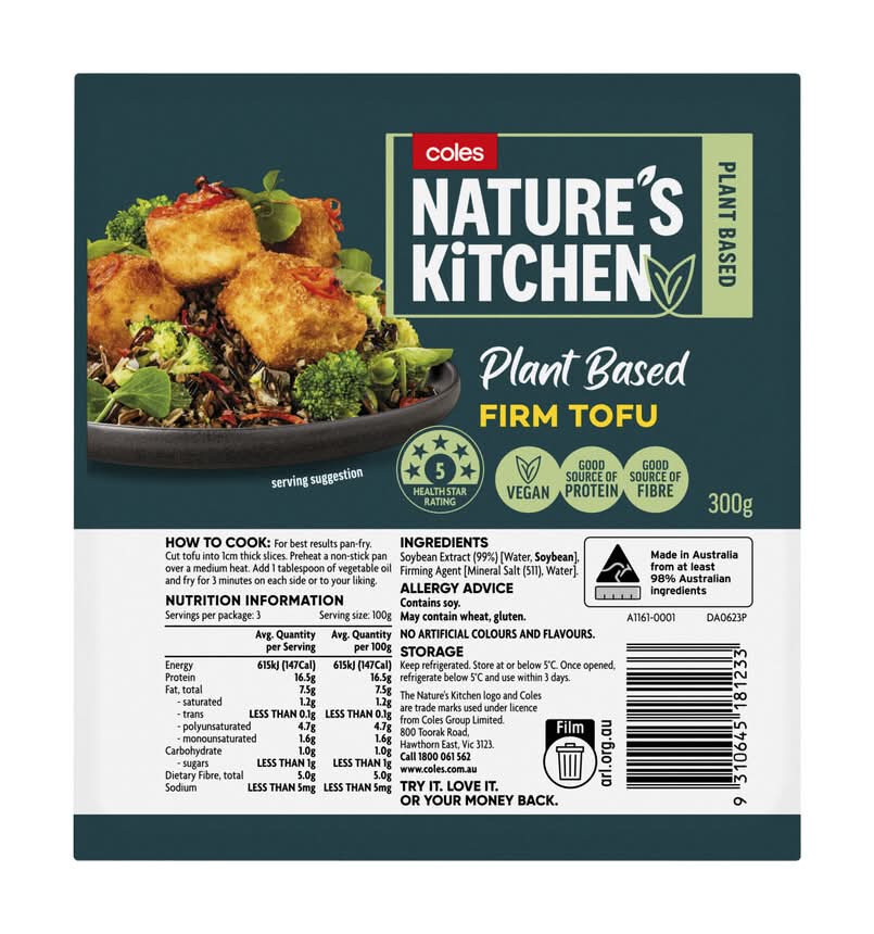 Coles Nature's Kitchen Firm Tofu (300g)