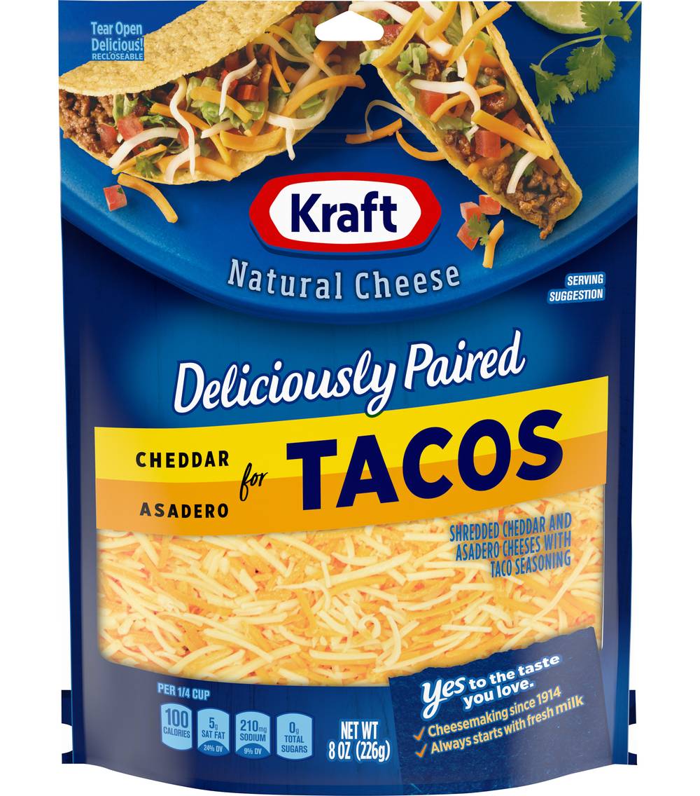 Kraft Cheddar & Asadero Shredded Cheese For Tacos (8 oz)