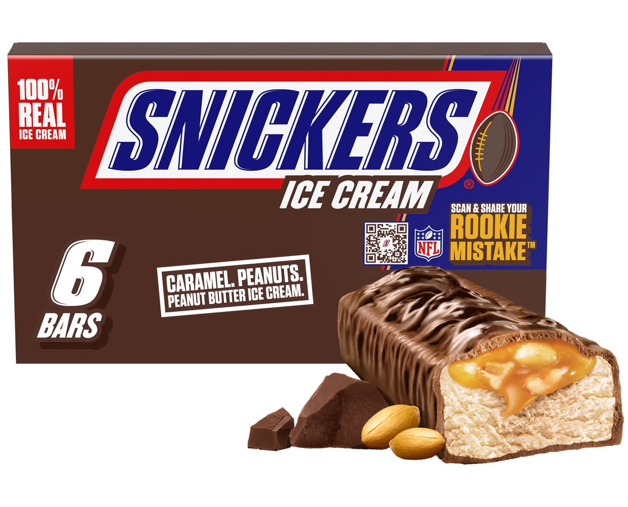 Snickers Peanut Butter Caramel Ice Cream Bars (12 fl oz, 6 ct)