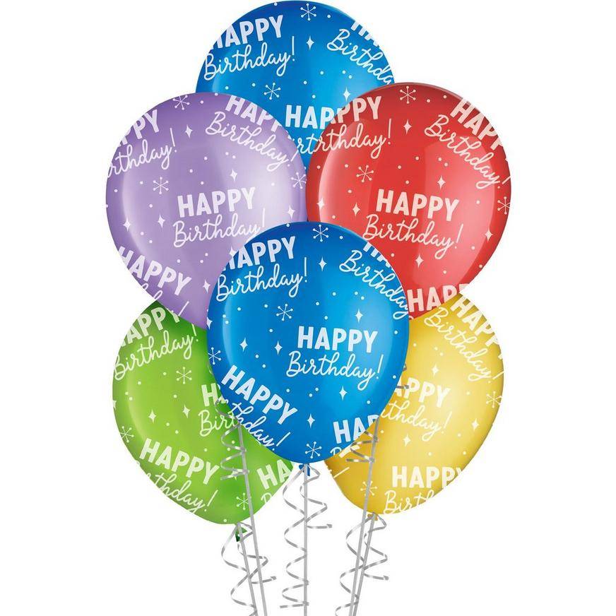 Party City Primary Happy Birthday Latex Balloons (unisex/multi)
