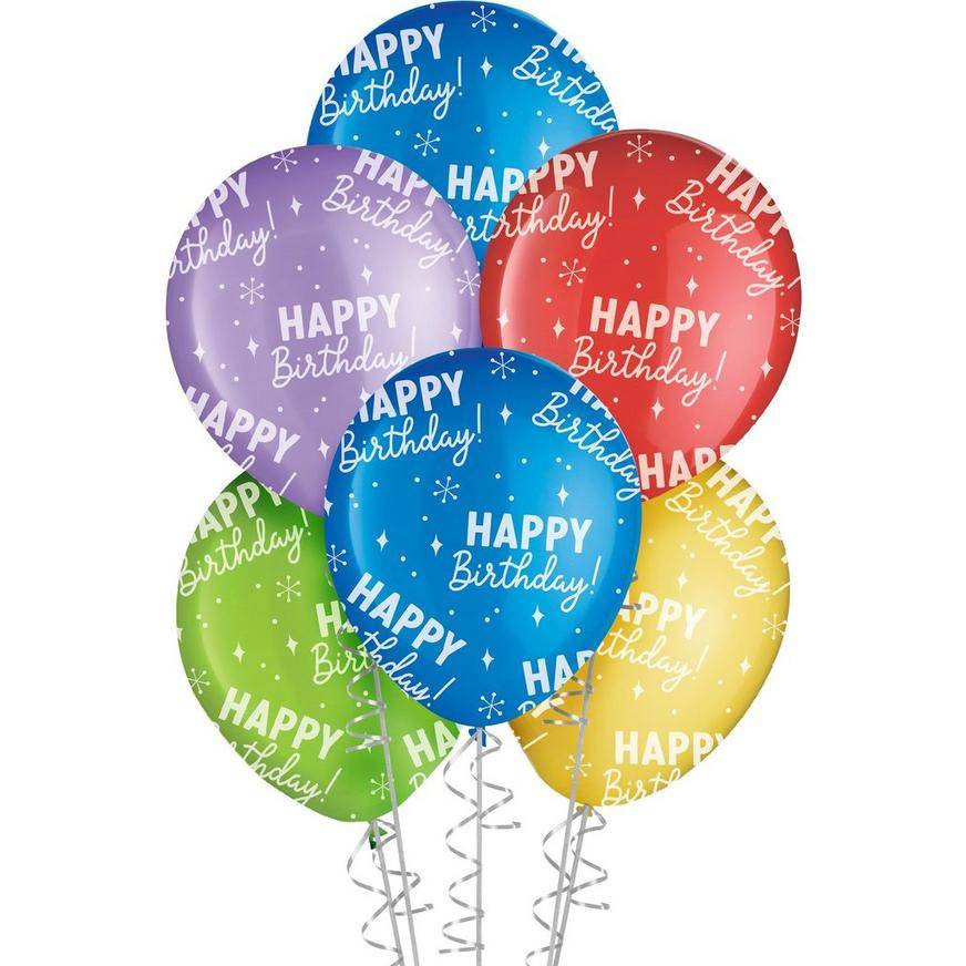 Party City Primary Happy Birthday Latex Balloons (15 ct) (multi)