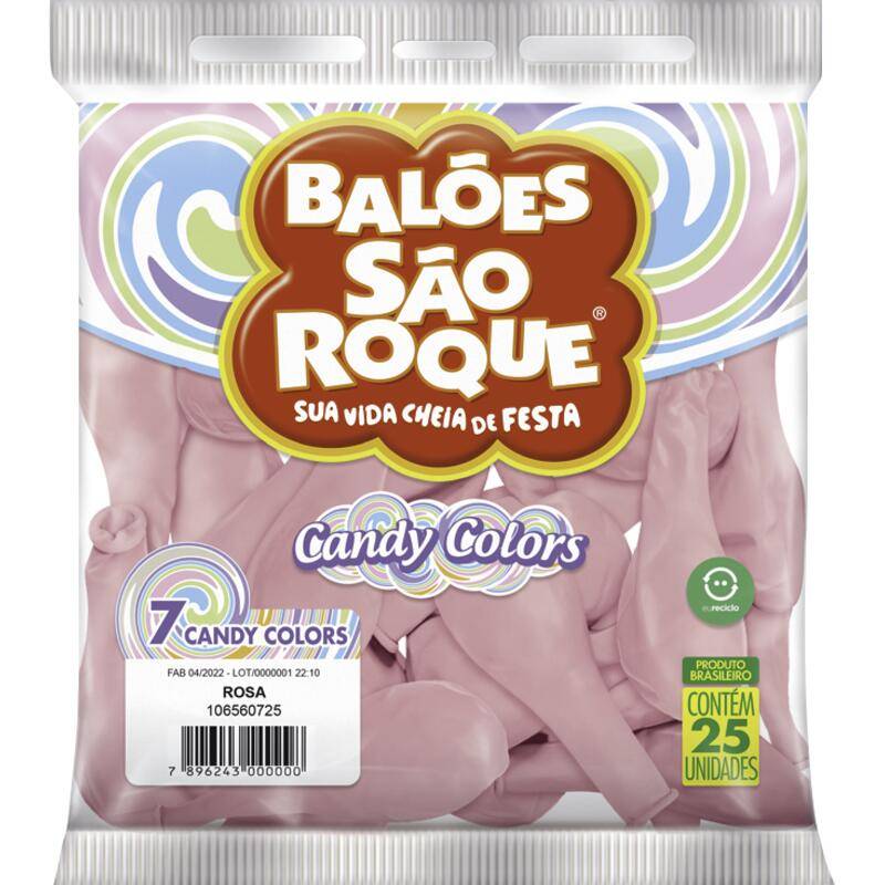 São roque balão candy colors n7 (25 un) (rosa)