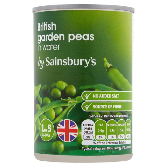 Sainsbury's Garden Peas In Water 300g (185g*)