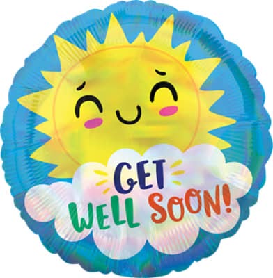 Anagram Iridescent Get Well Happy Sun Foil Balloon, 18 in