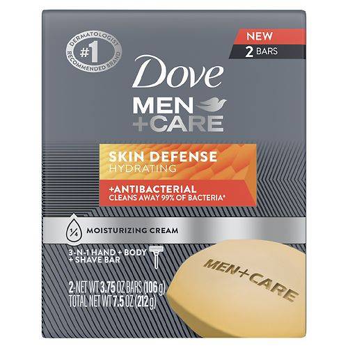 Dove Men+Care Antibacterial Soap Bar Skin Defense - 3.75 oz x 2 pack