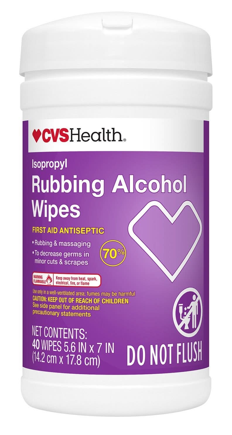 CVS Health Rubbing Alcohol Wipes, 5.6x7 in (40 ct)