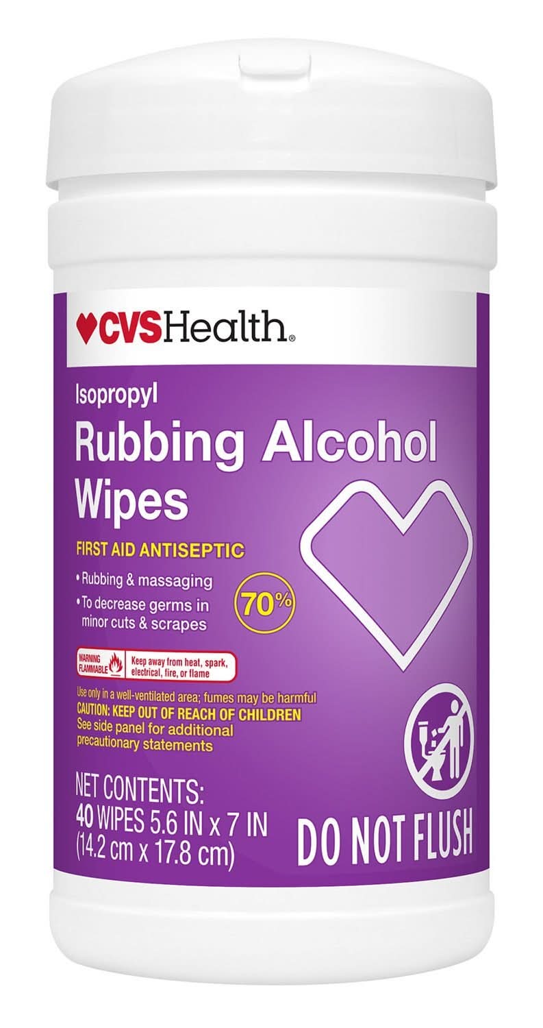 CVS Health Rubbing Alcohol Wipes, 5.6x7 in (40 ct)