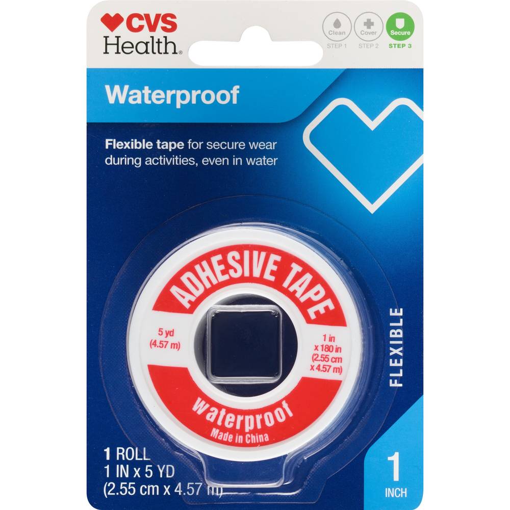 CVS Health Easy Tear Waterproof Adhesive Tape, 1 IN x 5 YD