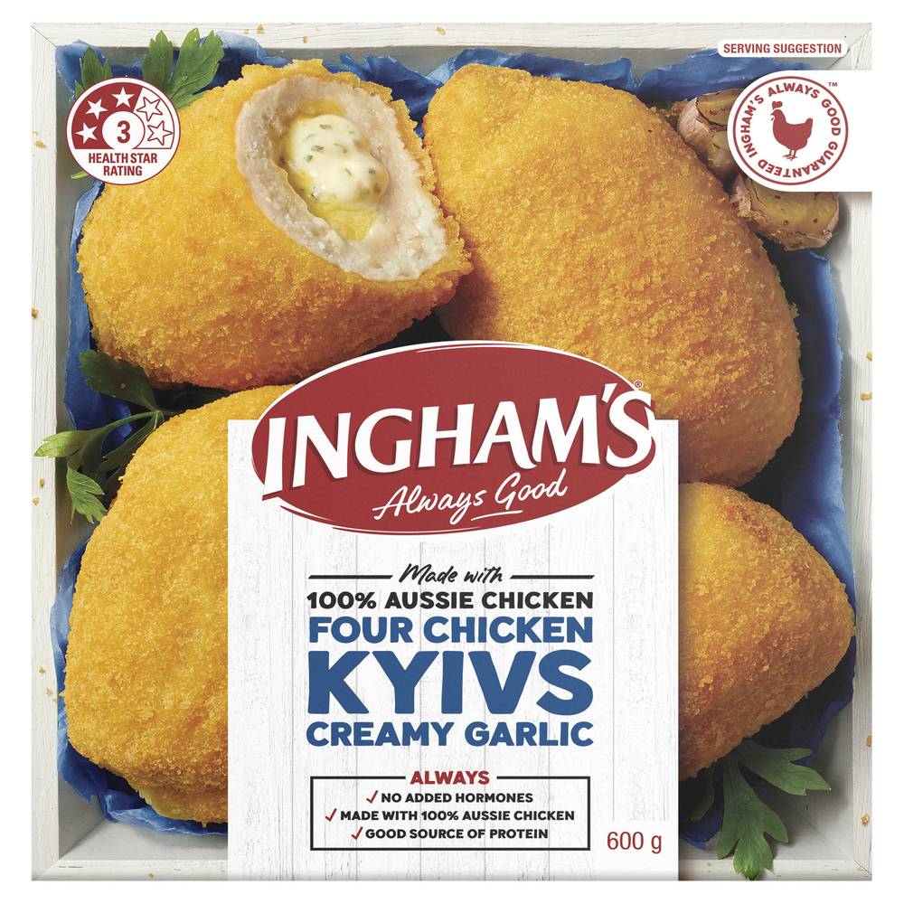 Ingham's Four Chicken Kyivs Creamy Garlic (600g)