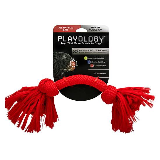 Playology® Dri-Tech Rope Scented Dog Toy - Beef (Color: Red, Size: Medium)