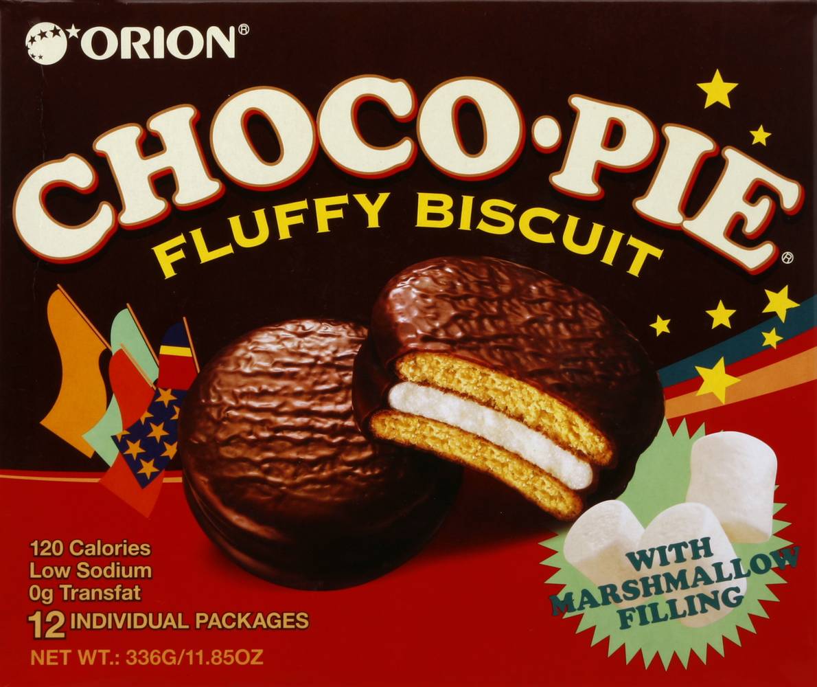 Orion Choco Pie Fluffy Biscuit With Marshmallow Filling (11.85 oz, 12 ct)