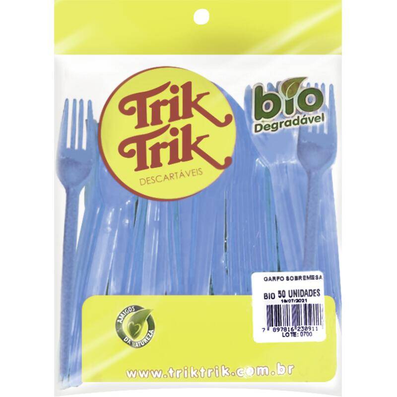 Trik trik garfo descartável azul biodegradável (50 un)