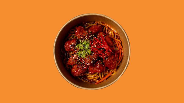korean style sweet chilli chicken noodles