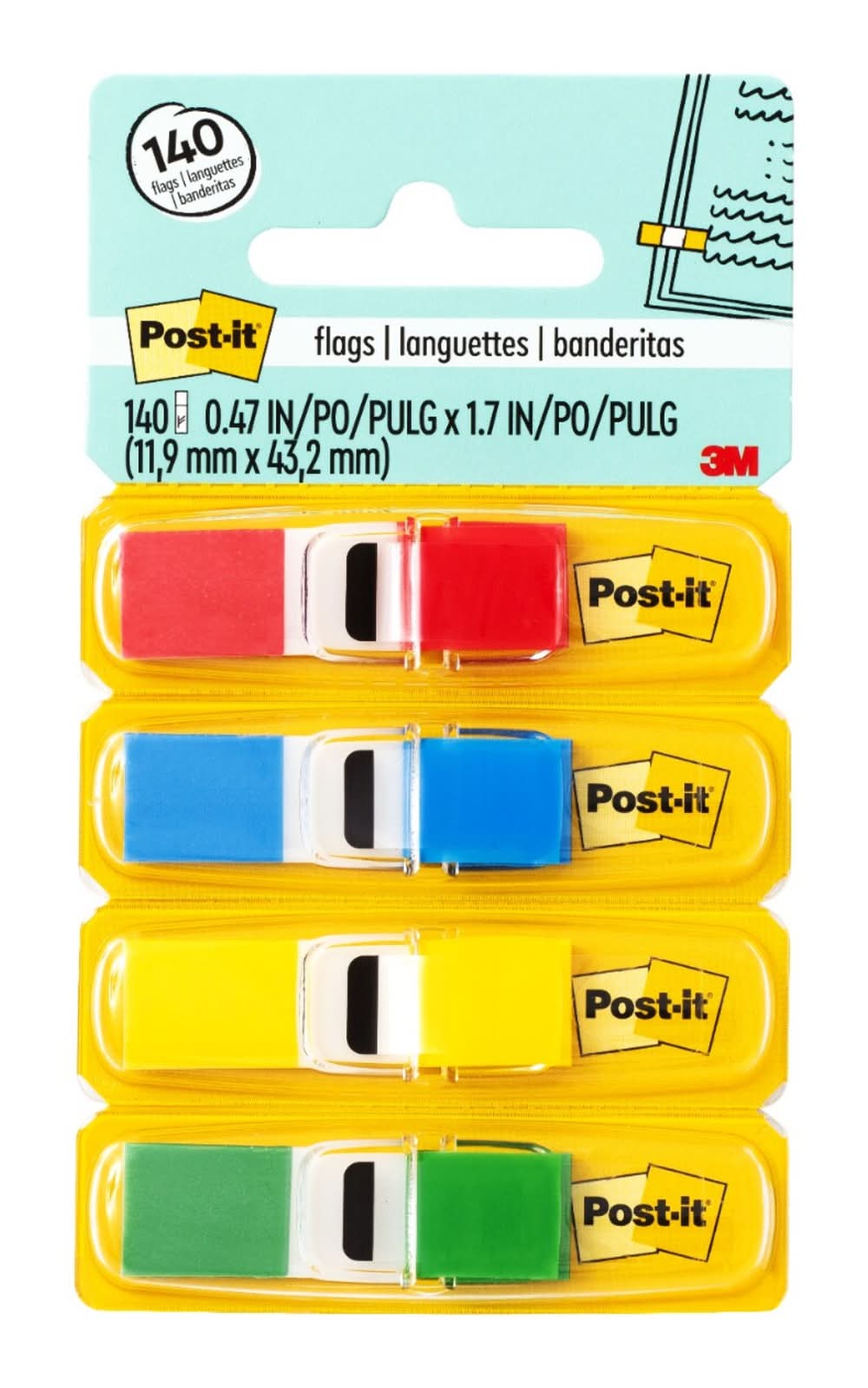 Post-It Notes Flags Assorted Standard Colors, 35 Flags Per Dispenser