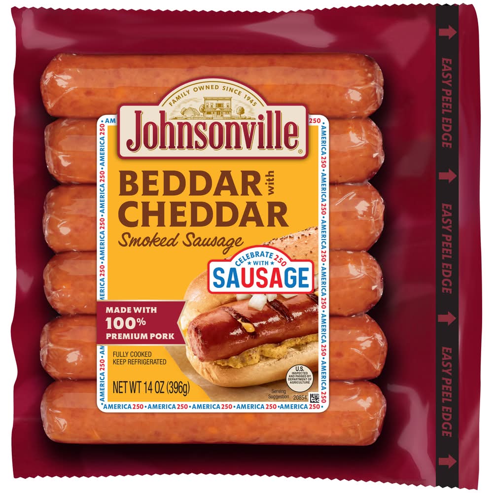 Johnsonville Fully Cooked Smoked Sausage Links, Beddar With Cheddar (14 oz)