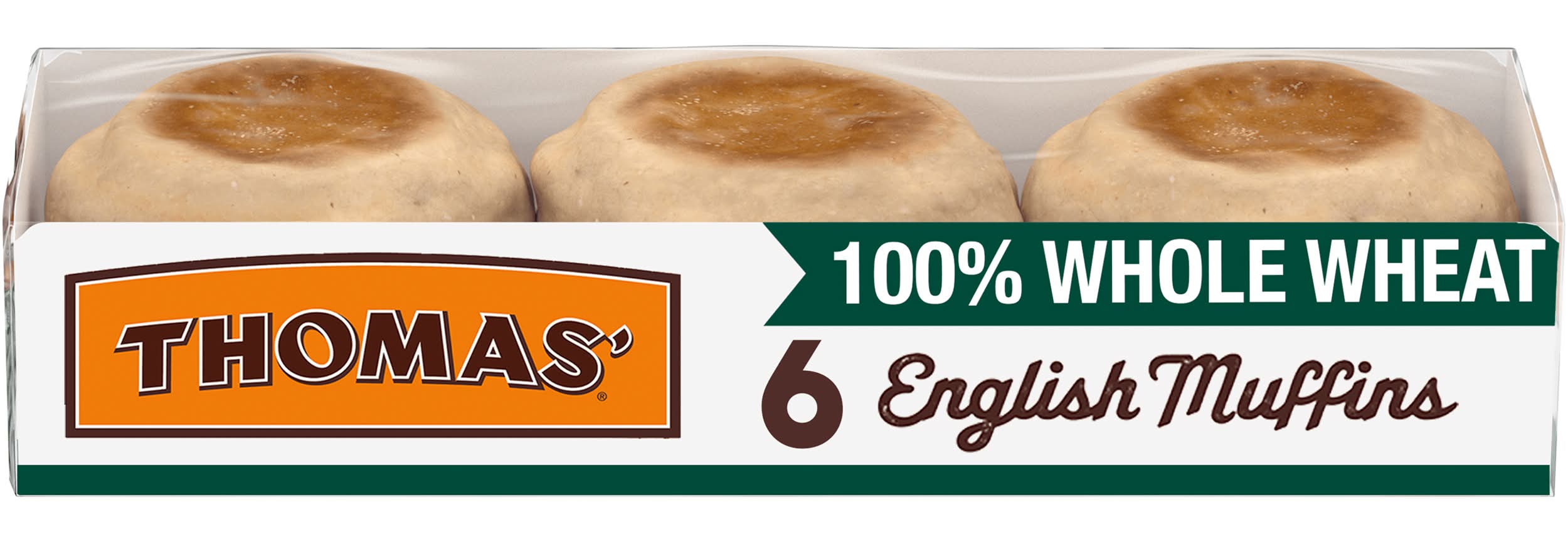 Thomas 100% Whole Wheat English Muffins (12 oz, 6 ct)