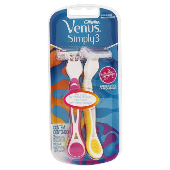 Gillete aparelho descartável para depilação venus suave simply 3 (2 un)