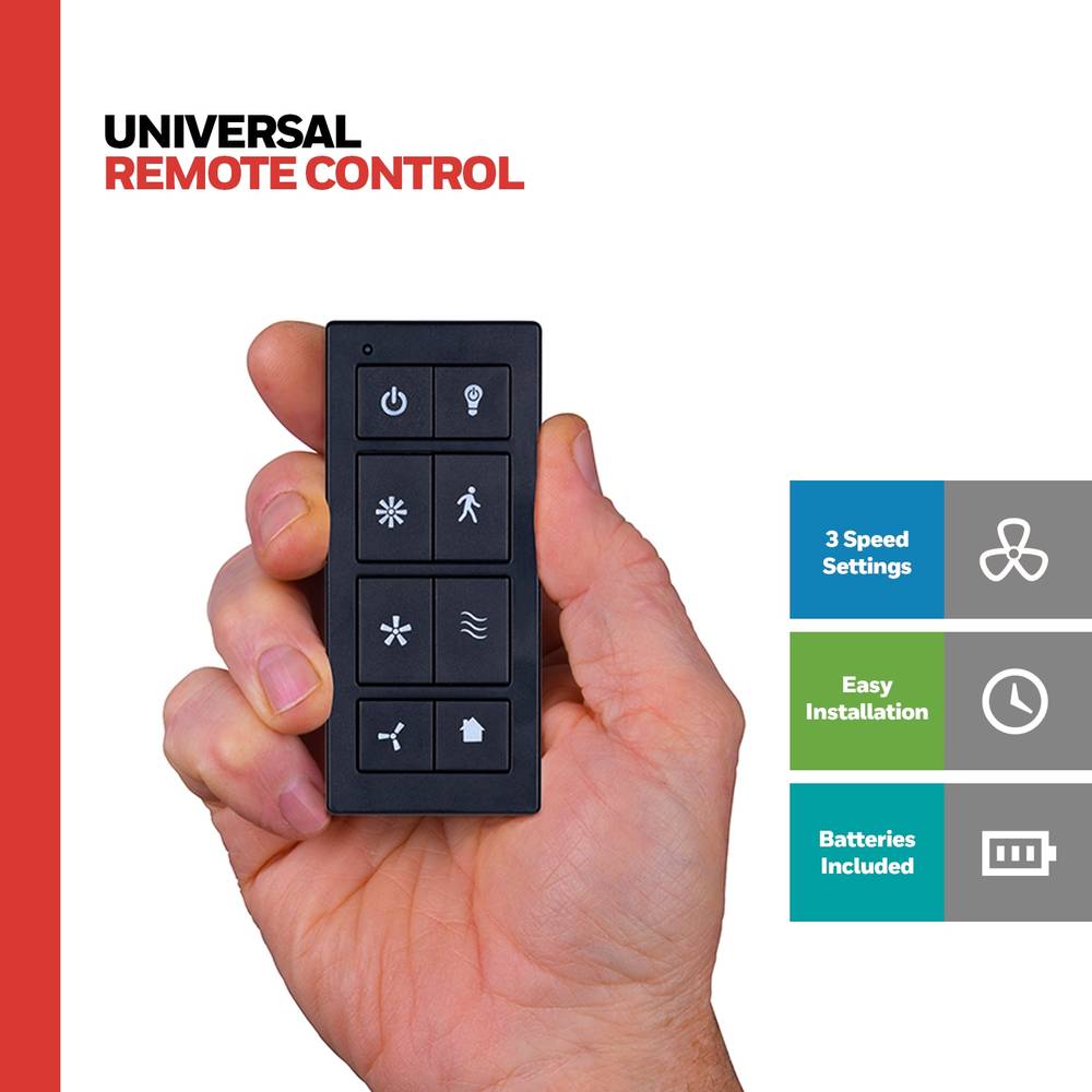 Honeywell Universal 3.5-in 3-Speed 3-Setting Black Plastic Indoor Angle Mount Capable Handheld Ceiling Fan Remote with Receiver Included | 42136