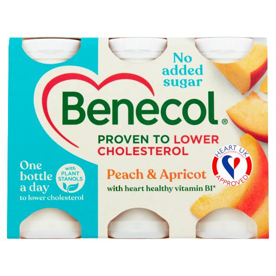 Benecol No Added Sugar Peach & Apricot Yogurt Drink (6 ct,67.5g )