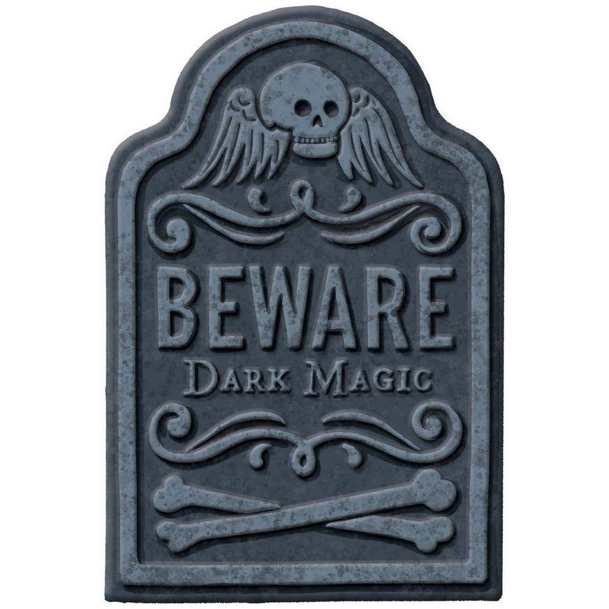 Party City Beware Dark Magic Tombstone, 8in x 12in