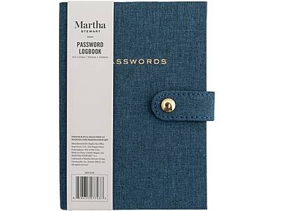 Martha Stewart Password Book, 4 x 5.5, Ruled, 72 Sheets, Navy (MS110H)