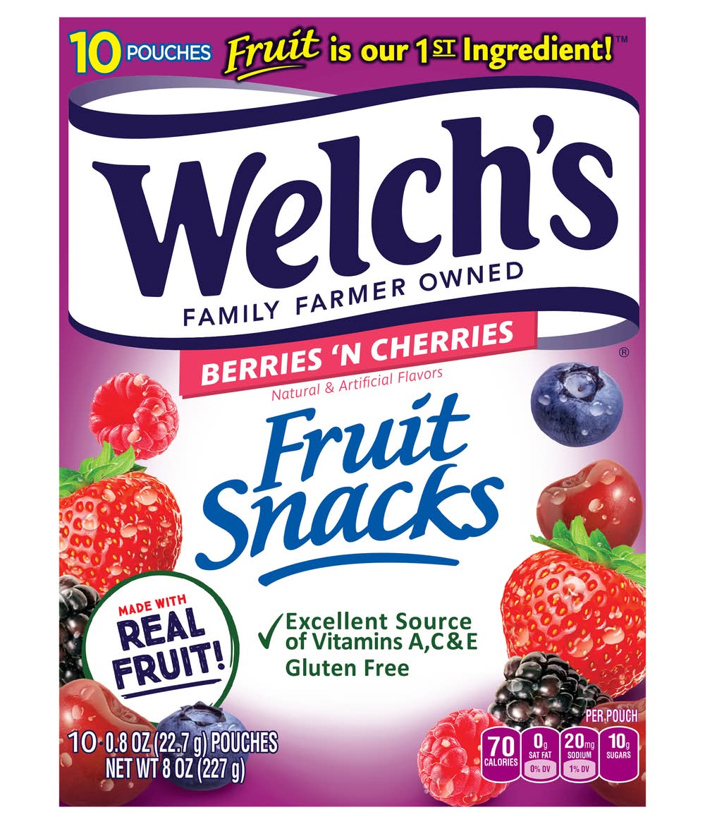 Welch's Flavored Fruit Snacks, Berries 'N Cherries (10 x 0.8 oz)