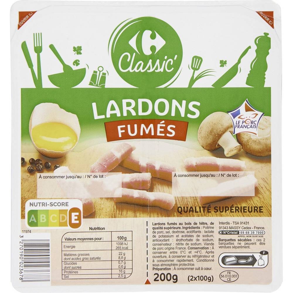 Carrefour Classic' - Lardons fumés qualité supérieure (2)