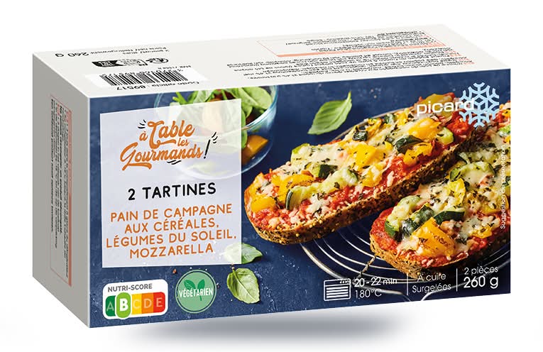 2 tartines légumes du soleil, mozzarella