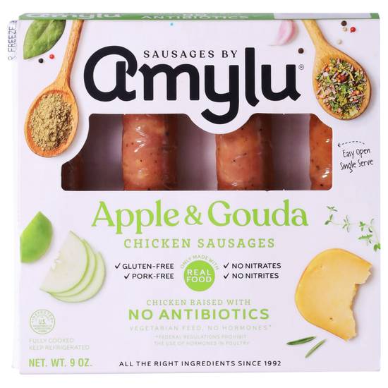 Amylu Apple & Gouda Chicken Sausages (9 oz)