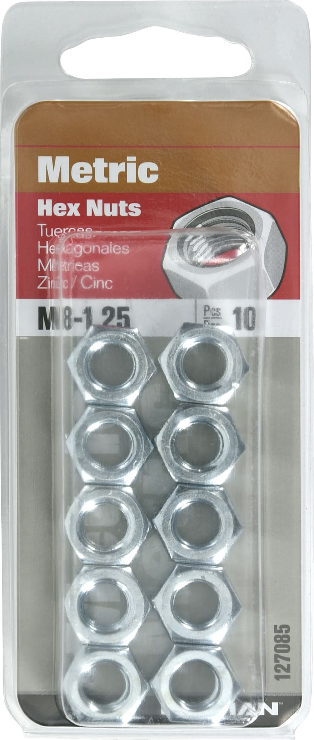 Hillman 8mm x 1.25 Zinc-plated Steel Hex Nut 10 Count