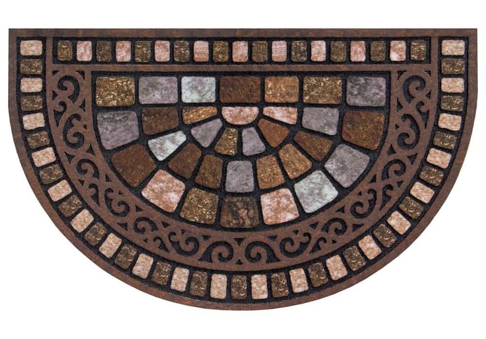 Stylewell Stone Multi 18 In. X 30 In. Rubber Half Round Non-Slip Outdoor Door Mat