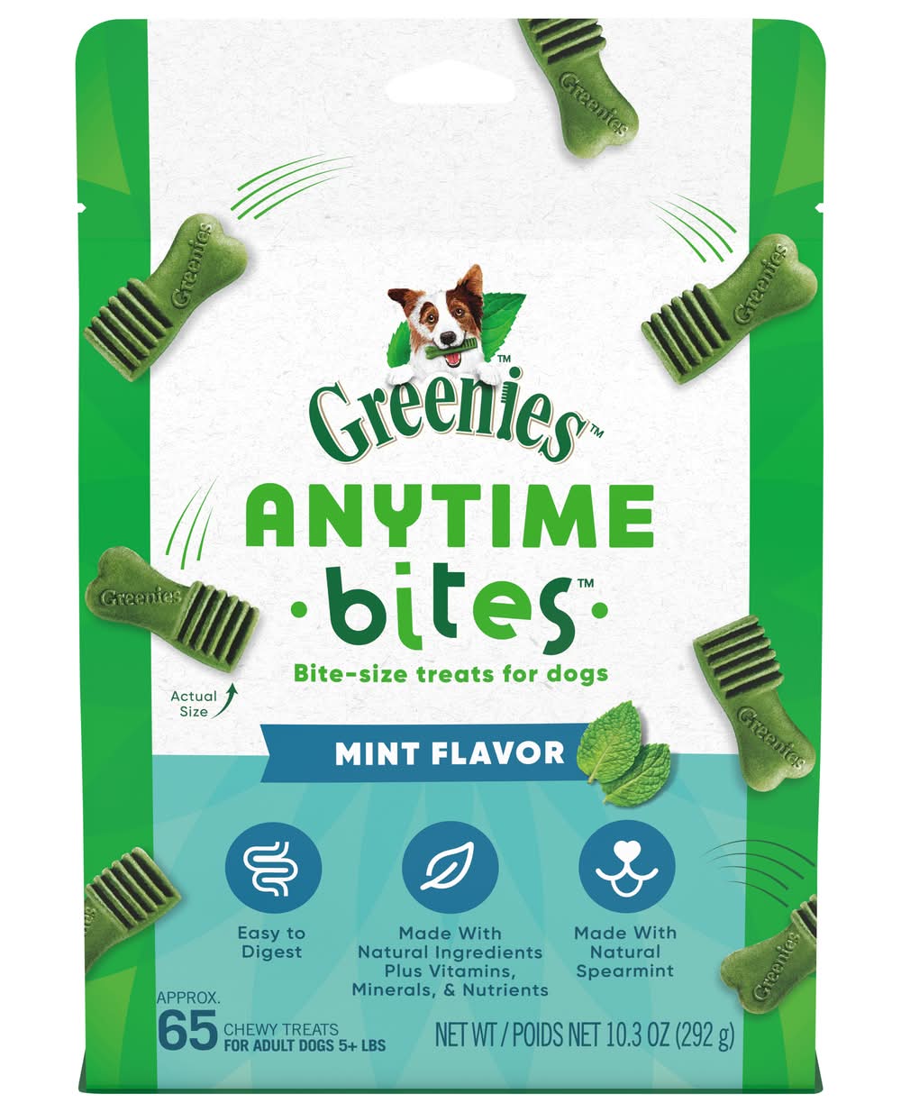 Greenies Anytime Bites Chewy Mint Treats For Adult Dogs (10.3 oz)