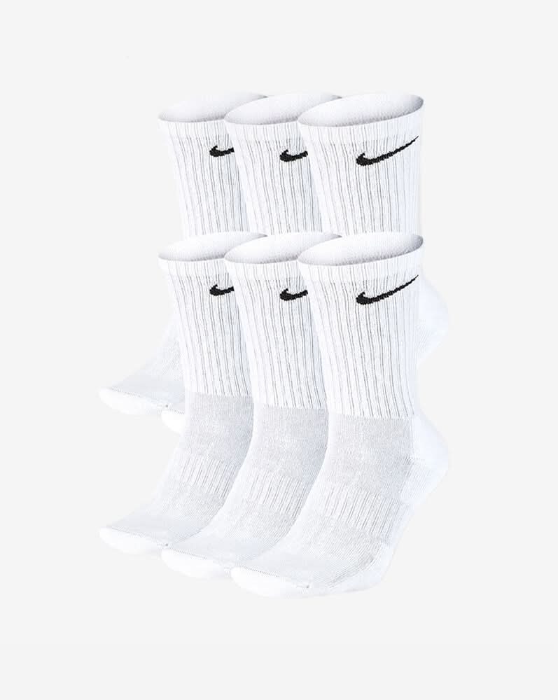 Nike Everyday Cushioned Training Crew Socks, M, White (6 pack)