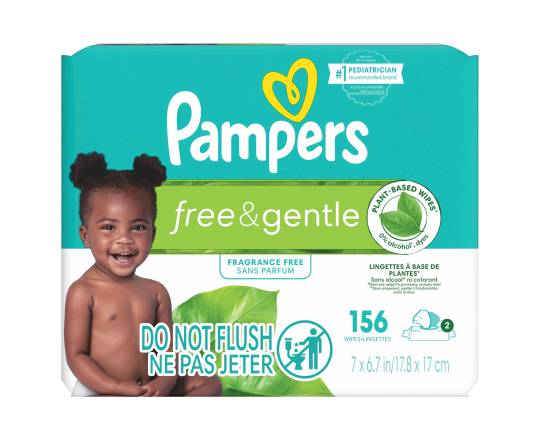 Pampers Free- Gentle Baby Diapering Wipes, 7 (156 ct)