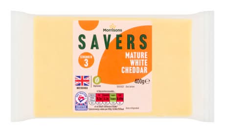 Morrisons Strength 3 Savers Mature White Cheddar Cheese (350g)