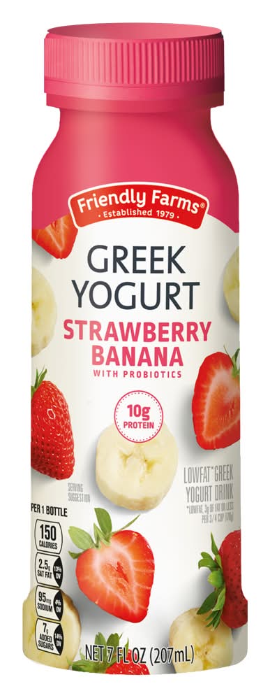 Friendly Farms Greek Yogurt Drink, Strawberry-Banana (7 fl oz)