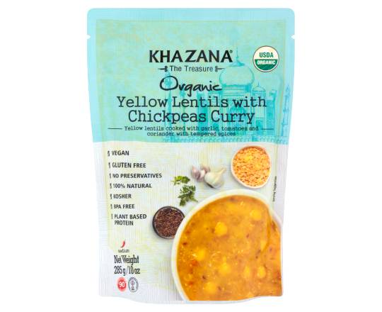 Khazana Medium Spicy Organic Yellow Lentils With Chickpeas Curry (10 oz)