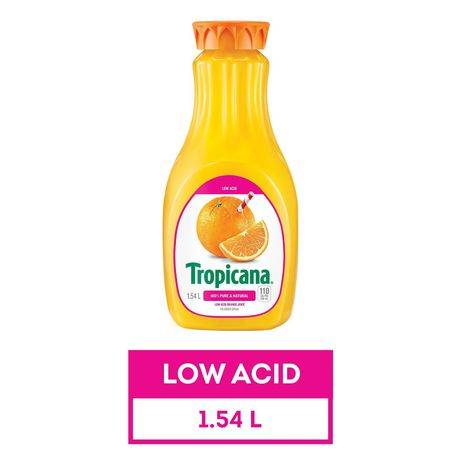 Tropicana 100% Pure & Natural Low Acid Orange Juice, 1.54 L Bottle