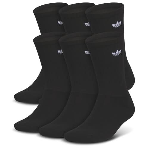 Adidas Womens Originals Trefoil 6 Pack Crew Socks - Black/Black Size M